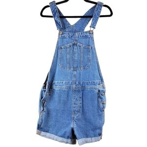 Old Navy Shortalls Denim Overalls Womens Medium Blue 100% Cotton Slouchy